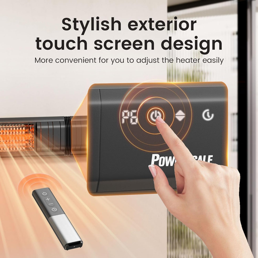 1500W Outdoor Infrared Heater with 24H Timer and Memory Function, IP65 Waterproof Wall Heater
