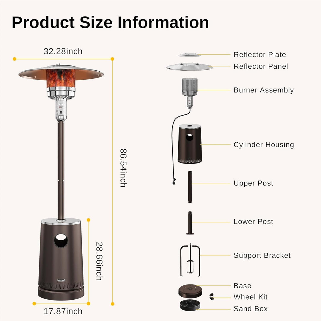 50000 BTU Patio Heater with Sand Box, Double-Layer Table Design