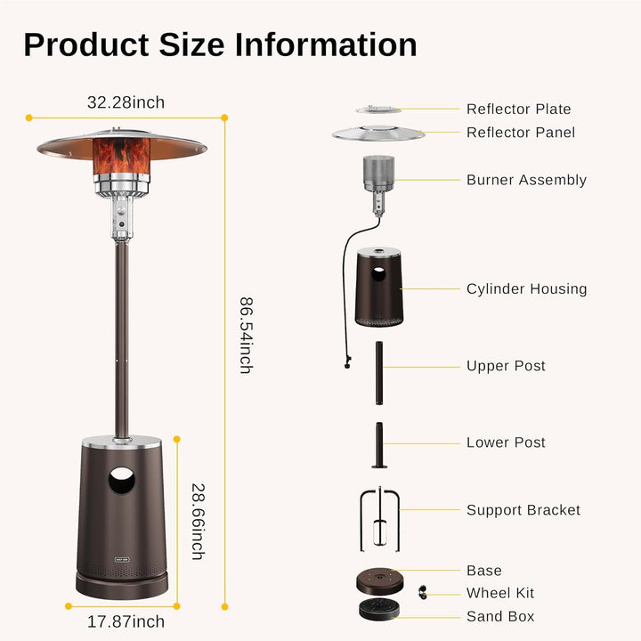 50000 BTU Patio Heater with Sand Box, Double-Layer Table Design