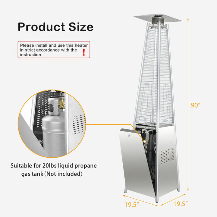 42000 BTU Pyramid Propane Patio Heater with Wheels, Outdoor Commercial Heater