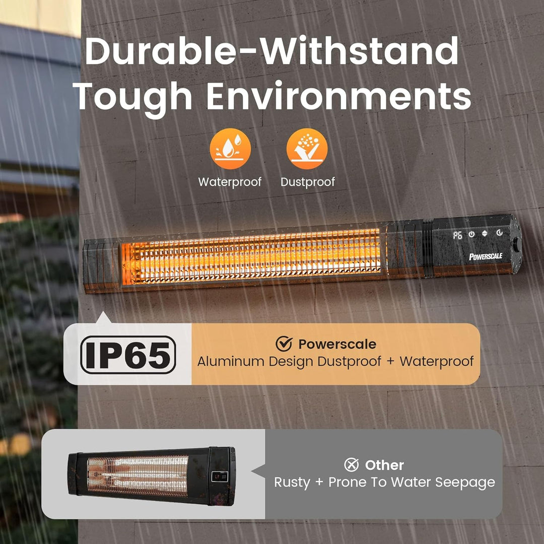 1500W Outdoor Infrared Heater with 24H Timer and Memory Function, IP65 Waterproof Wall Heater