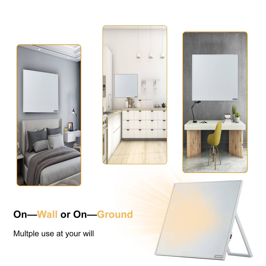 500W Wall-Mounted Electric Flat Panel Heater, Portable with Back Stand