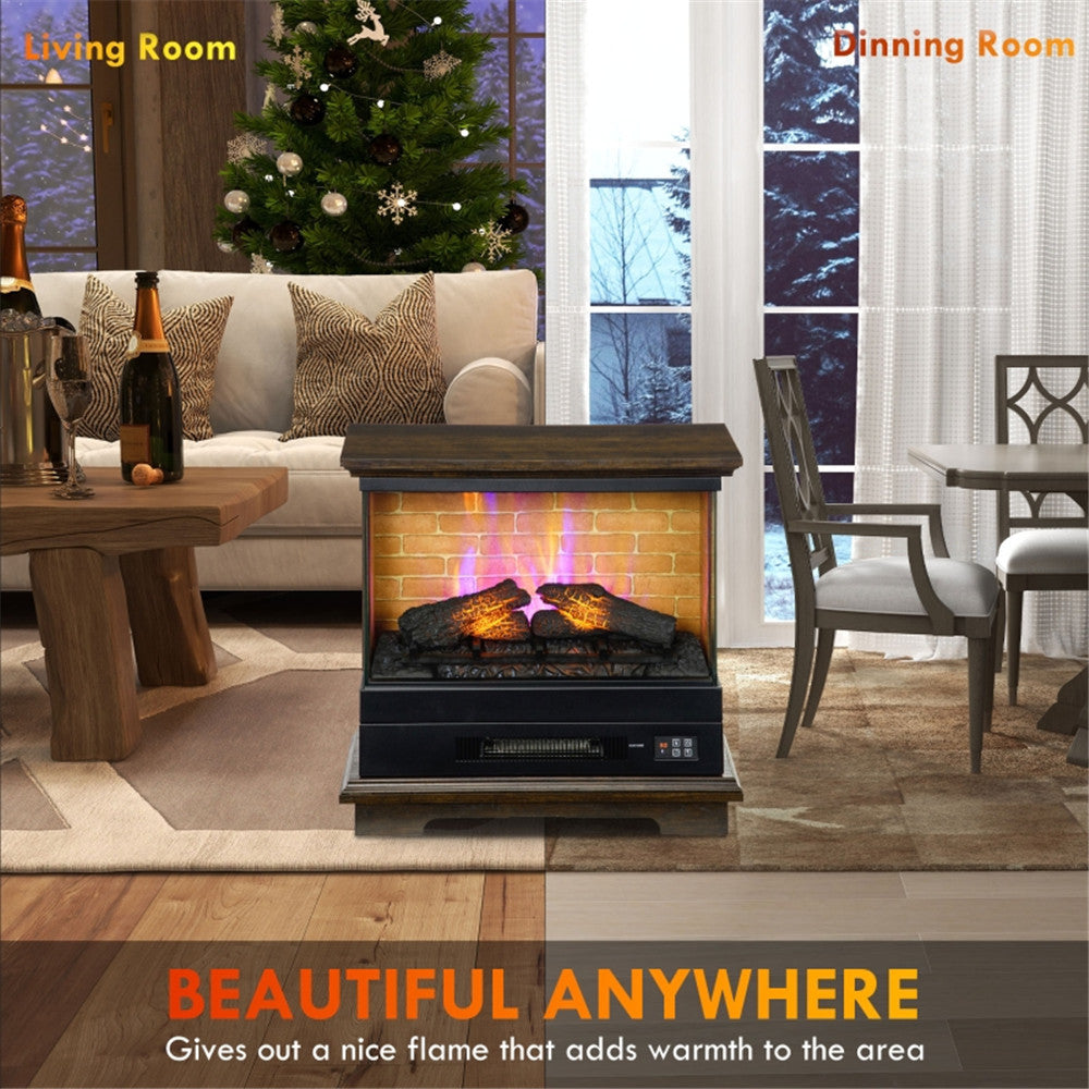 1400W Electric Fireplace Heater, Flame Effect, Freestanding or Wall Mount