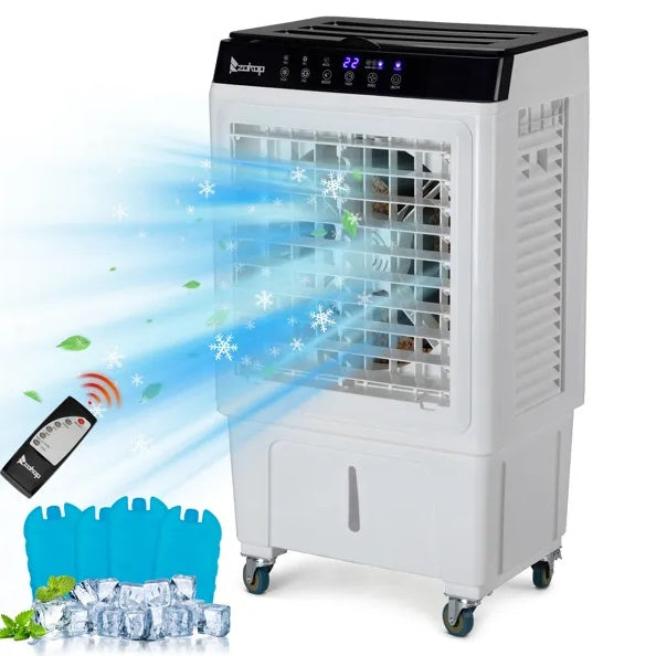 Portable Evaporative Cooler, 2353 CFM, 4 Ice Packs, Remote, Indoor/Outdoor Use