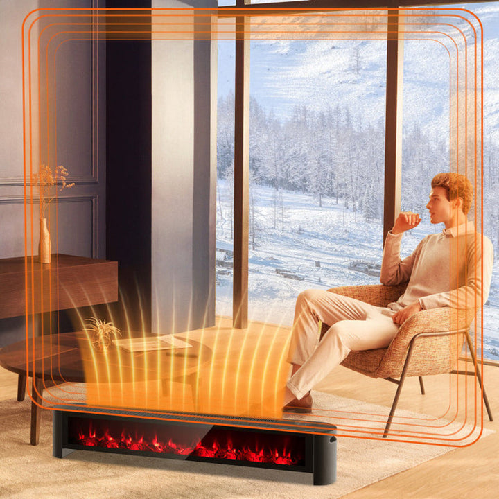 1400W Baseboard Electric Heater with Realistic Multicolor Flame, Indoor Use