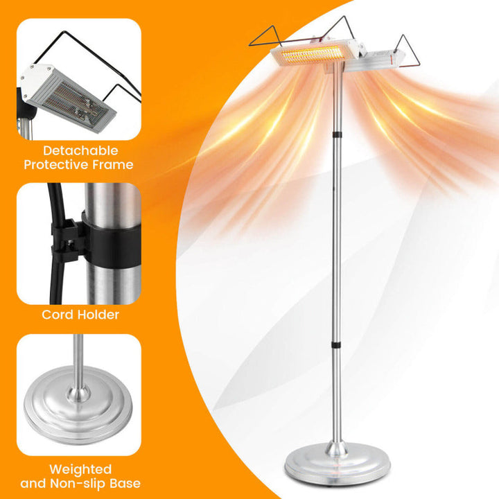 1500W Freestanding Electric Heater, Double-Sided Infrared Panels