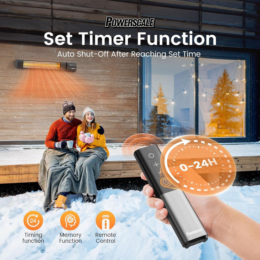 1500W Outdoor Infrared Heater with 24H Timer and Memory Function, IP65 Waterproof Wall Heater