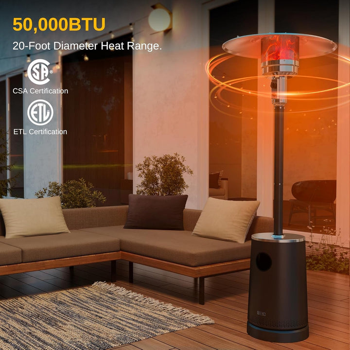 50000 BTU Patio Heater with Sand Box, Double-Layer Table Design