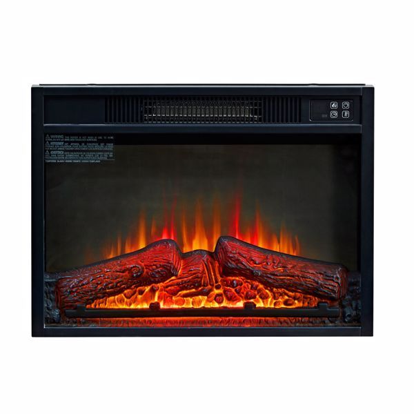 23″ 3D Infrared Electric Fireplace, Black Iron Stove, Remote Control, 1400W, Indoor Use
