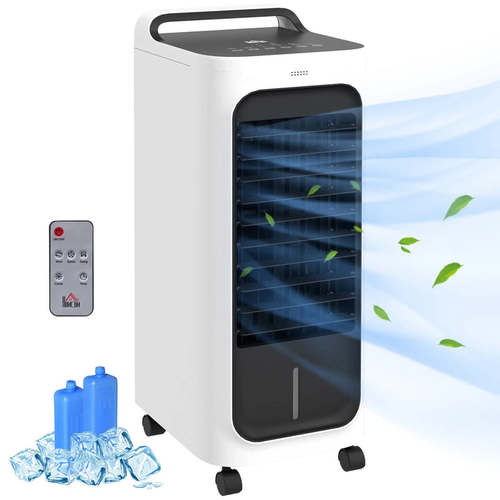 Portable Evaporative Air Cooler with Ice Packs, 3-in-1, Water Tank, Timer & Remote