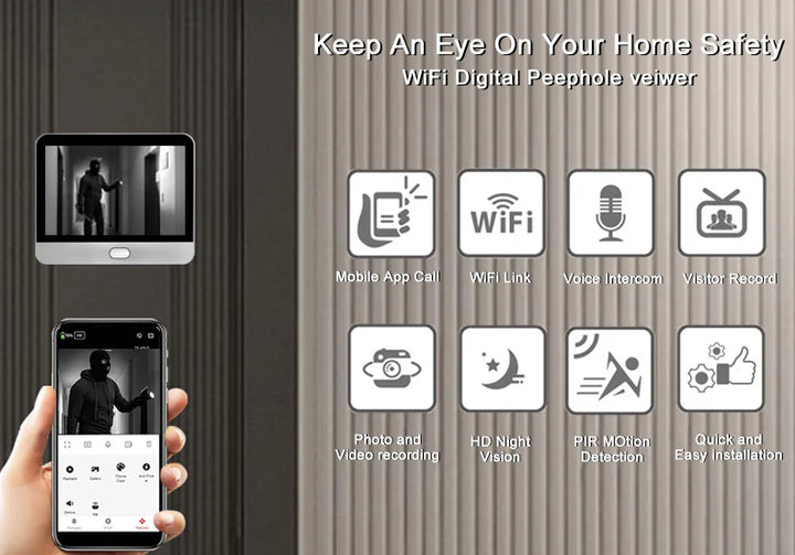 PD-20 Smart Video Doorbell, LCD Screen, Motion Sensor, Mobile Compatible