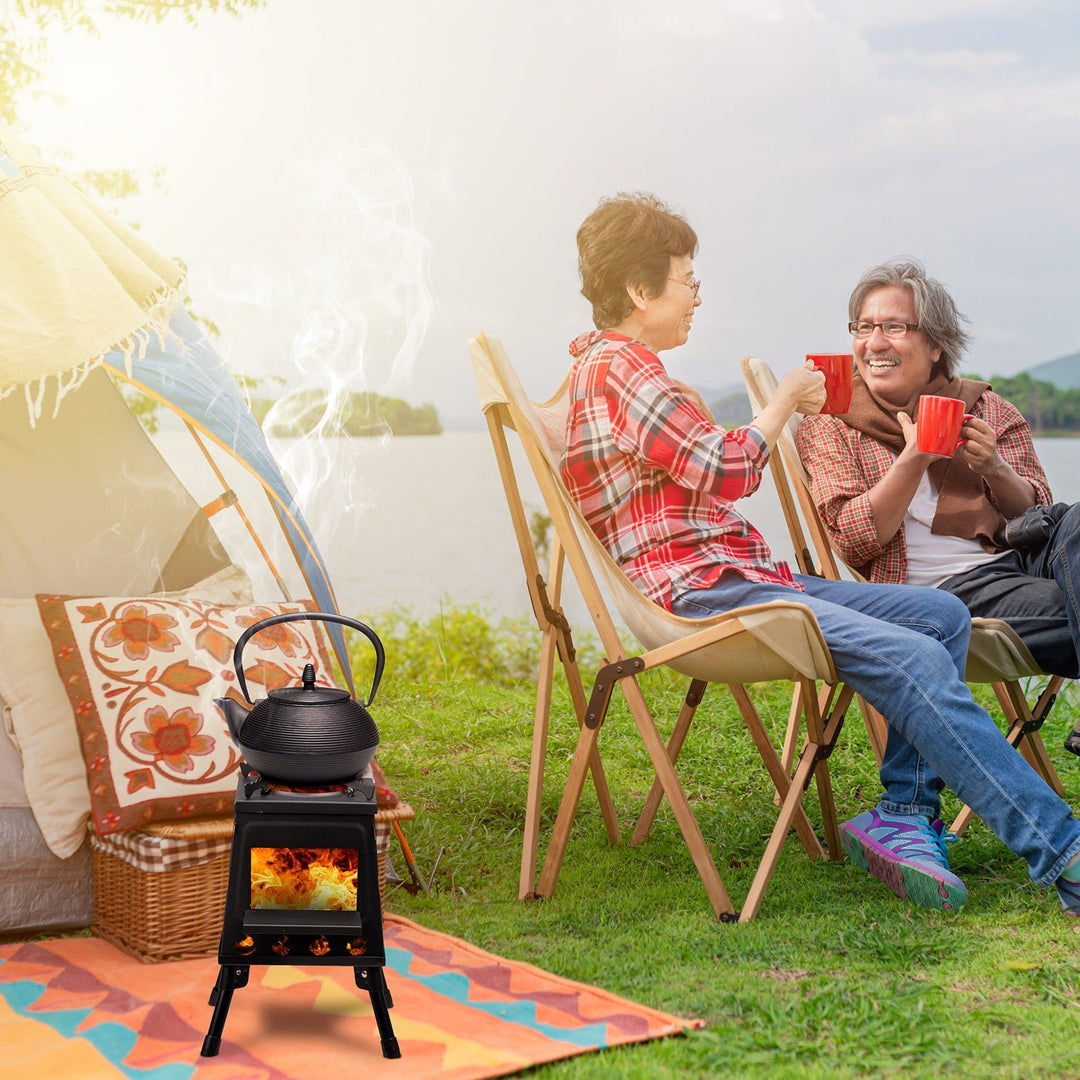 Black Iron Camping Stove, Compact & Detachable, Portable Outdoor Heater - UFOHEATERS