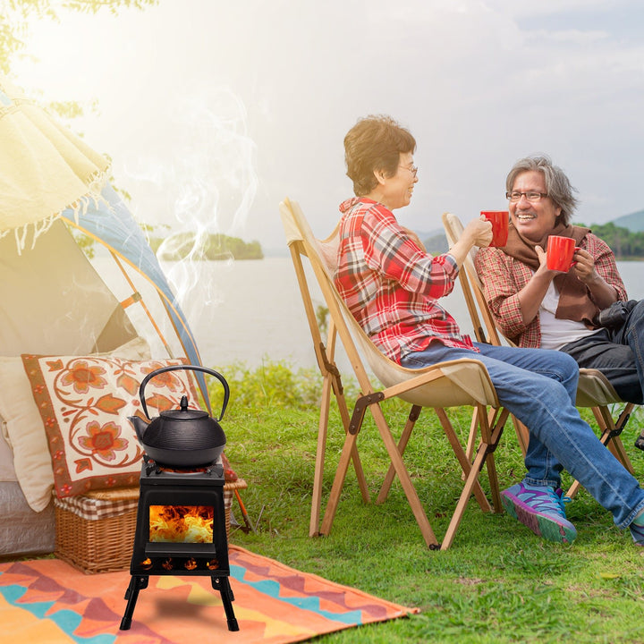 Black Iron Camping Stove, Compact & Detachable, Portable Outdoor Heater - UFOHEATERS