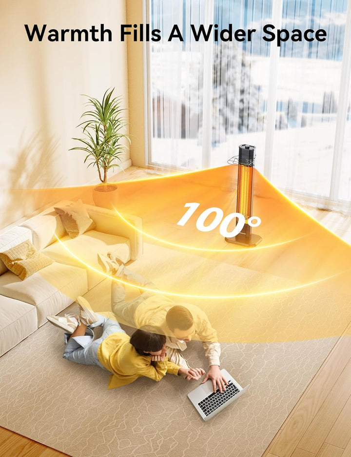 1500W Wall-Mounted Electric Heater for Patio and Indoor Use, Quiet Infrared Heating