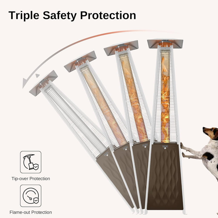 Pyramid Patio Heater, 48,000 BTU Quartz Glass Outdoor Heater