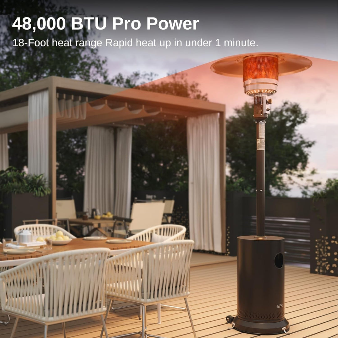 Powerful Patio Heater for Outdoor Comfort, Tall Flame Tower