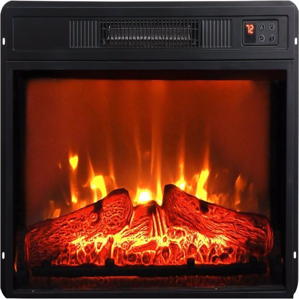 23″ 3D Infrared Electric Fireplace, Black Iron Stove, Remote Control, 1400W, Indoor Use