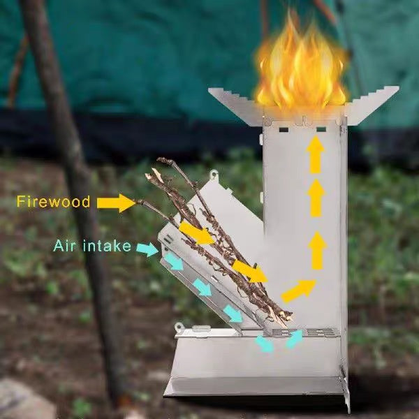 Compact Rocket Stove, Foldable Outdoor Heater, Portable for Camping & Travel