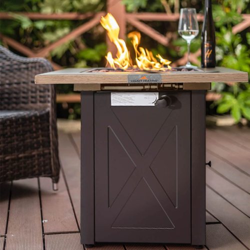 28-Inch Outdoor Gas Fire Pit Table, Weather-Resistant Design