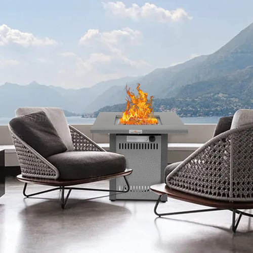 28″ Square Propane Gas Fire Pit Table, Outdoor Patio Fireplace Table