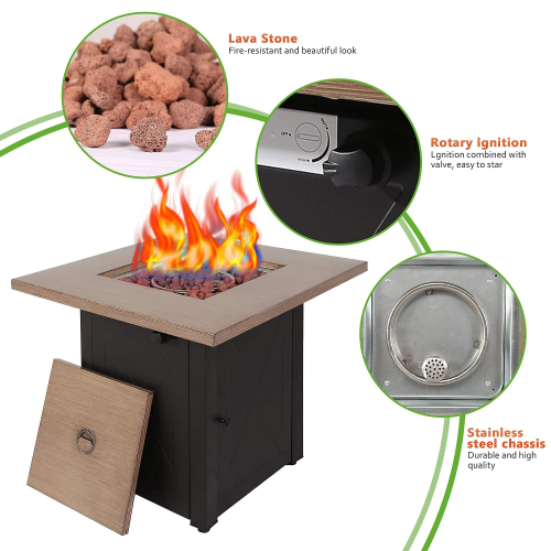 28-Inch Outdoor Gas Fire Pit Table, Weather-Resistant Design