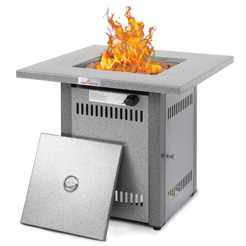 28″ Square Propane Gas Fire Pit Table, Outdoor Patio Fireplace Table