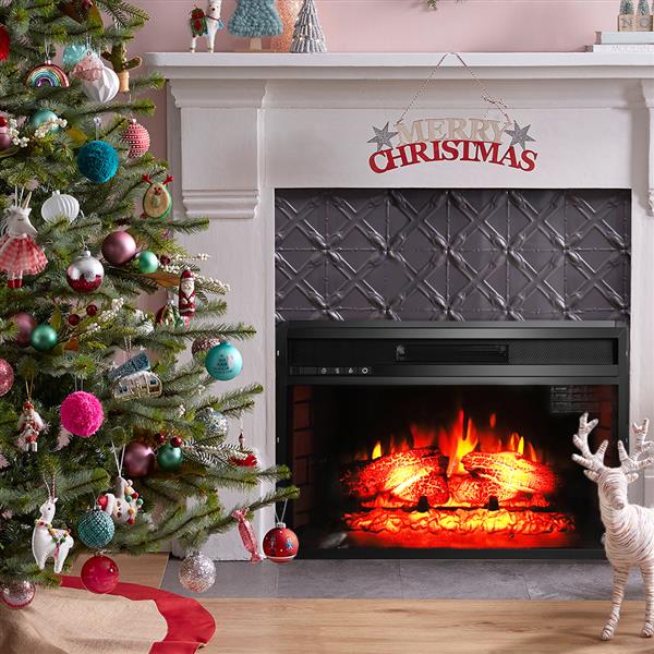 26″ 1500W Wall-Mounted Recessed Electric Fireplace, Slim Design