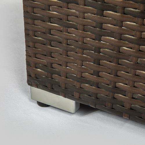 Elegant Rectangular Rattan Fire Pit Table, Outdoor Wicker Gas Heater