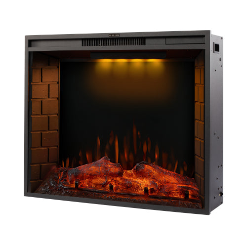 30″ Recessed LED Electric Fireplace, 3 Light Settings, Wall Mountable