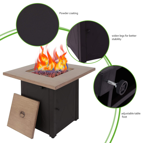 28-Inch Outdoor Gas Fire Pit Table, Weather-Resistant Design