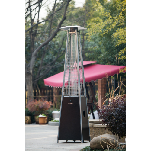 Quartz Glass Tube Patio Heater with Visual Flame, Tall Outdoor Propane Heater