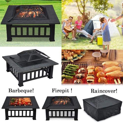Upland Charcoal Fire Pit with Cover, Outdoor Wood Burning Fire Bowl