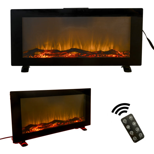 42″ Wall-Mounted Electric Fireplace, 10 Color Flame with Remote, Modern Design