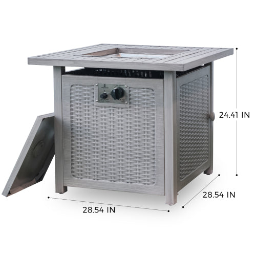 Upland 28 Inch Slat Top Gas Fire Pit, Round Propane, Outdoor Fire