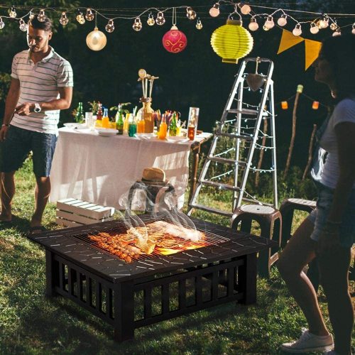 Upland Charcoal Fire Pit with Cover, Outdoor Wood Burning Fire Bowl
