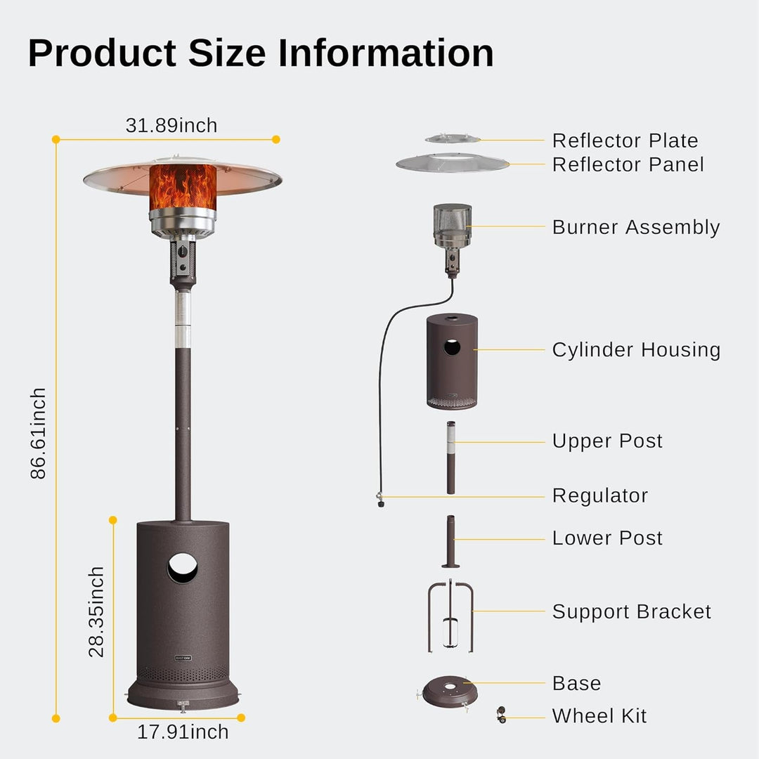 48000 BTU Outdoor Propane Patio Heater, Round Table Design