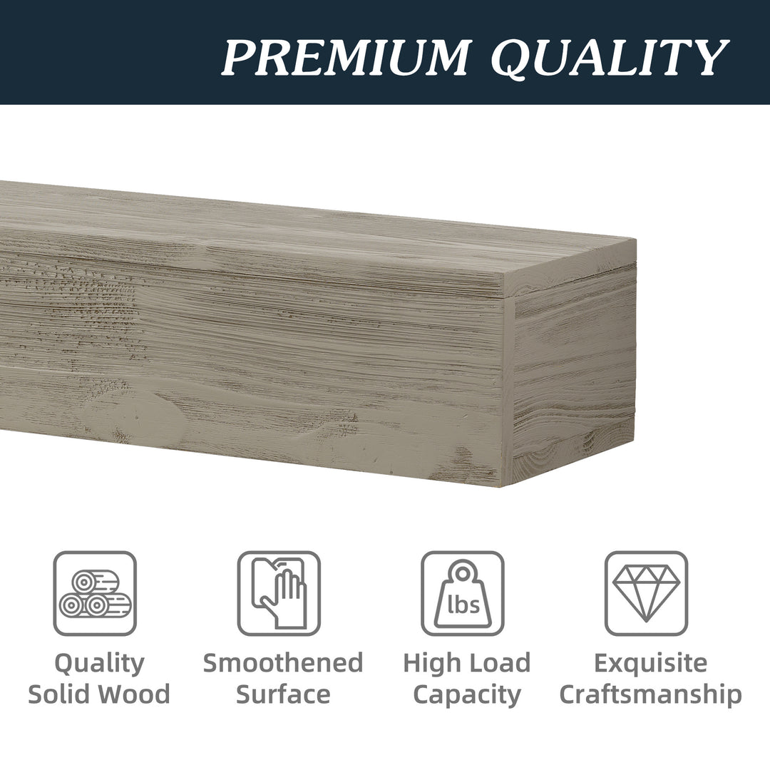 Rustic Floating Wood Mantel, Wall Shelf for Fireplaces & Home Décor