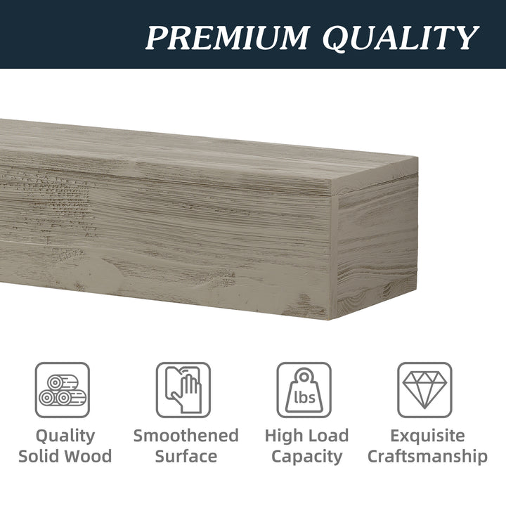 Rustic Floating Wood Mantel, Wall Shelf for Fireplaces & Home Décor