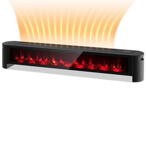 1400W Baseboard Electric Heater with Realistic Multicolor Flame, Indoor Use