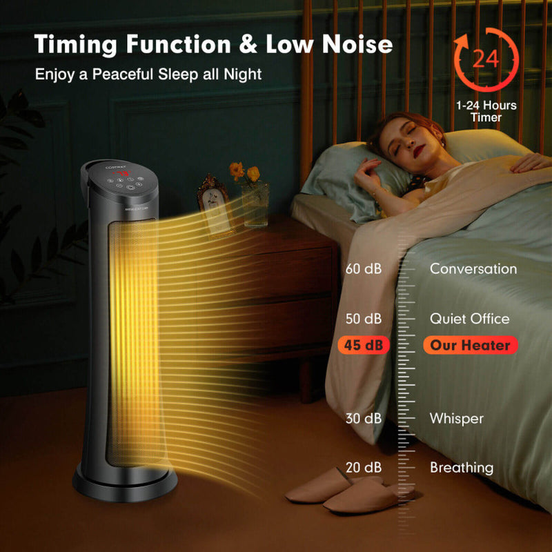 1500W PTC Ceramic Electric Space Heater with Remote, Quiet & Efficient, Black