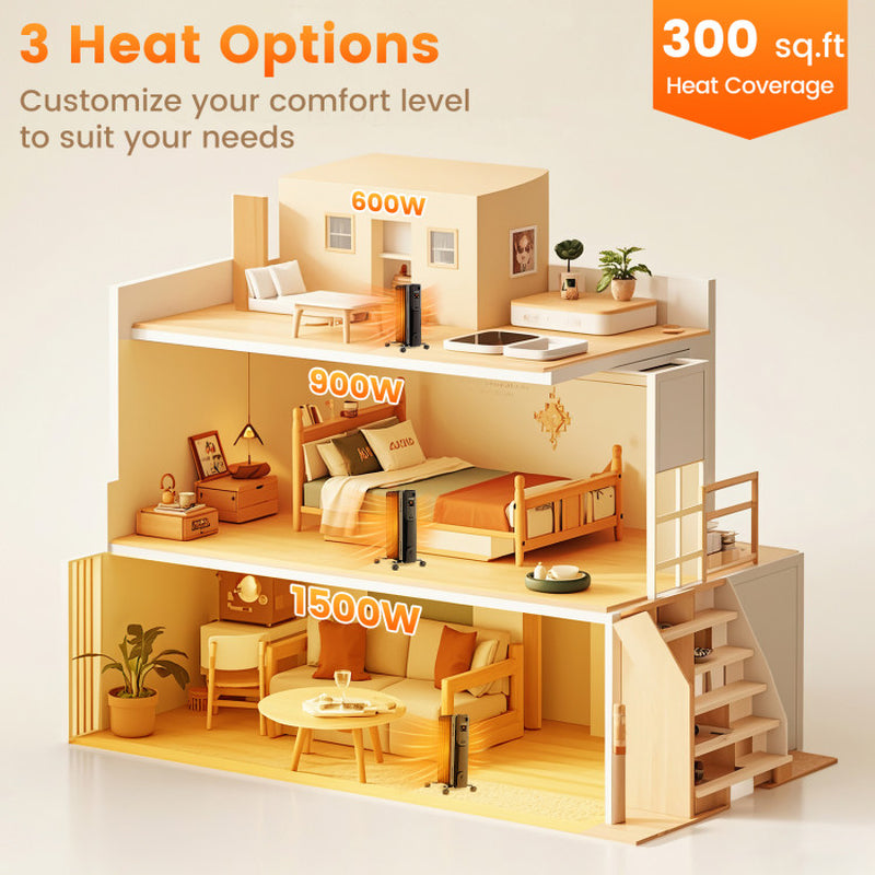 Oil-Filled Radiator Heater, Adjustable Thermostat, Silent Operation