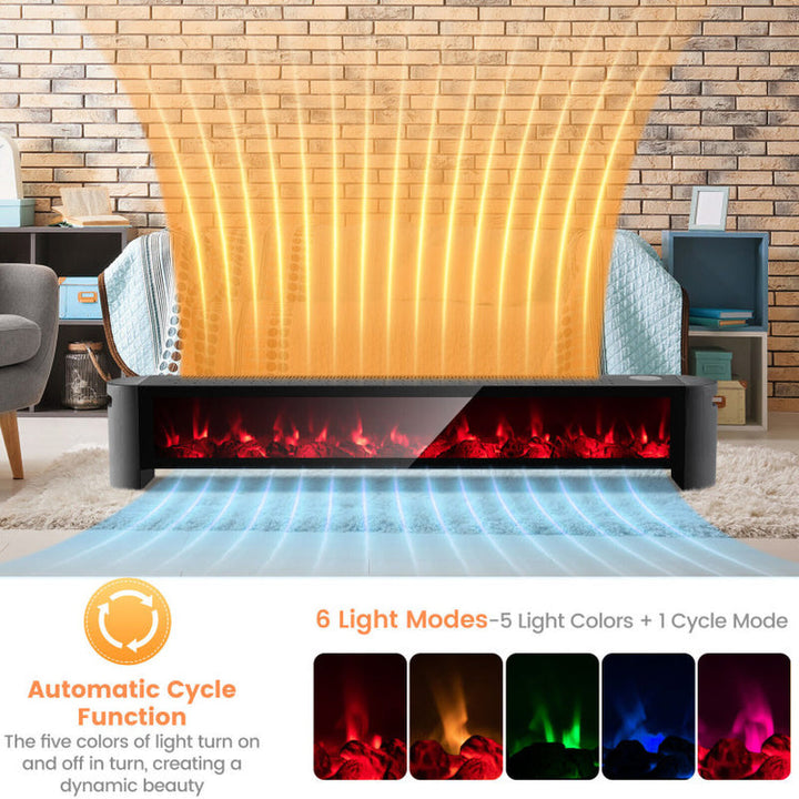 1400W Baseboard Electric Heater with Realistic Multicolor Flame, Indoor Use