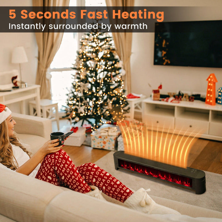 1400W Baseboard Electric Heater with Realistic Multicolor Flame, Indoor Use