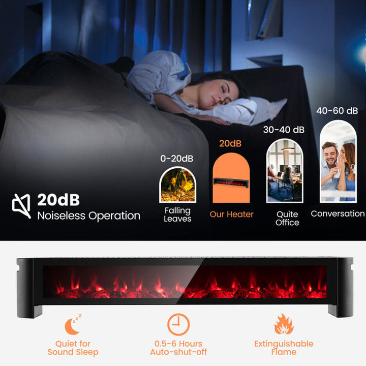 1400W Baseboard Electric Heater with Realistic Multicolor Flame, Indoor Use