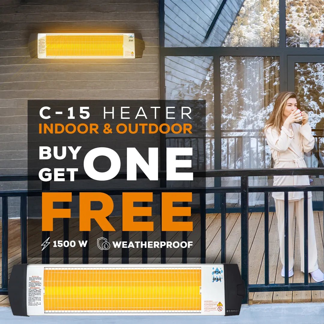 Econat C - 15, 1500 - Watt Electric Heater with Thermostat for Indoor and Outdoor - UFOHEATERS