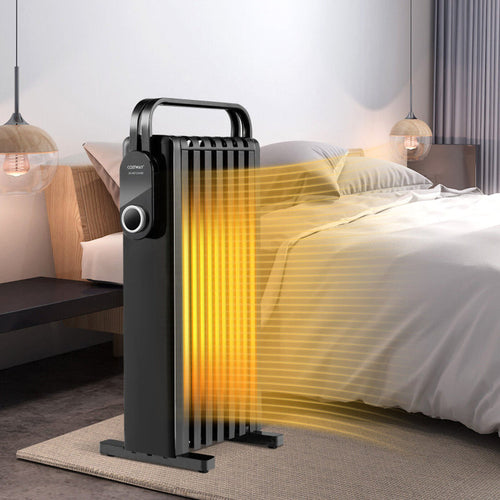 1500W Oil-Filled Radiator Space Heater with Foldable Handle, Portable Electric Heater