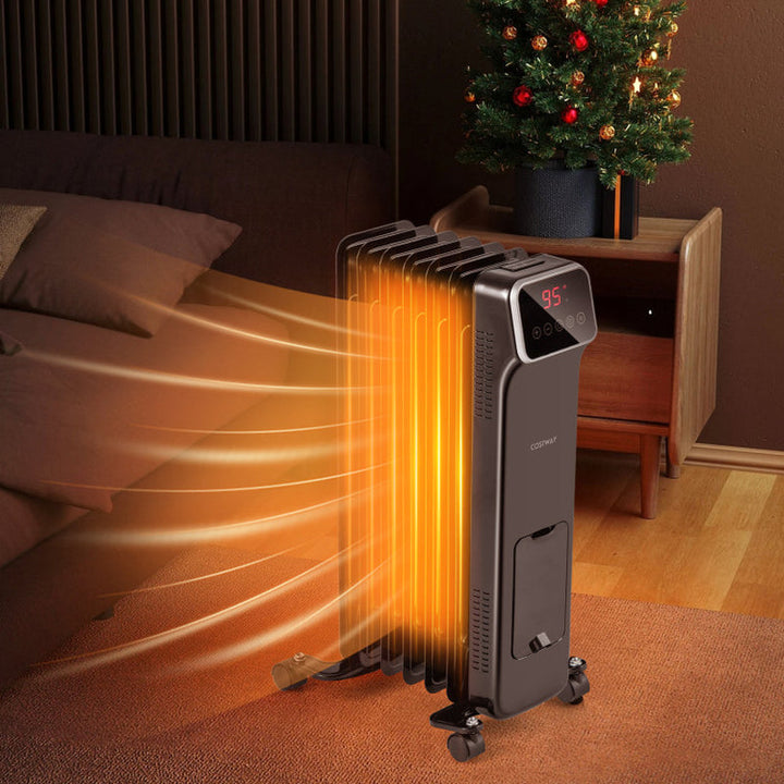 1500W Oil-Filled Radiator Heater, Remote Control & Timer