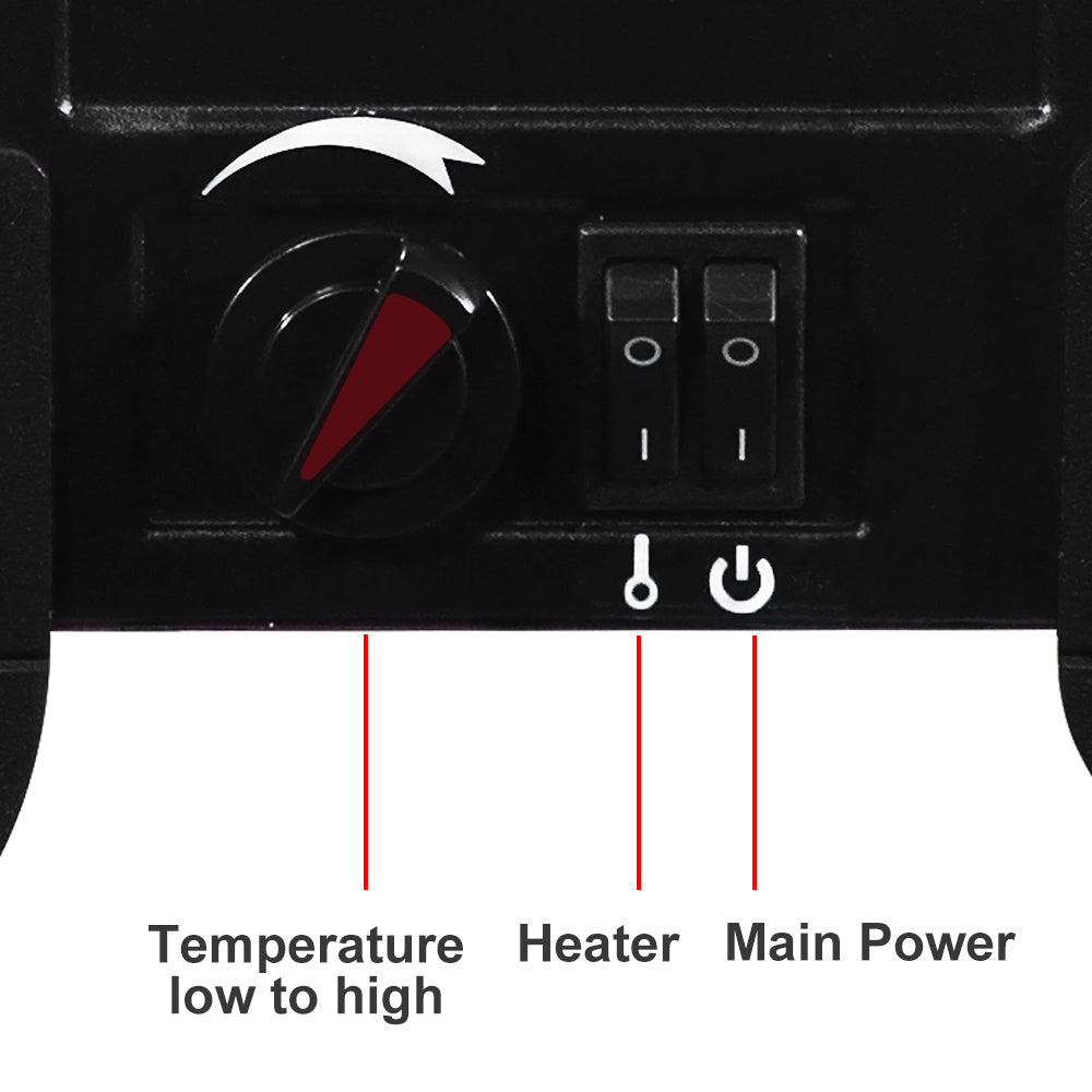 14-Inch Electric Fireplace Heater, 1400W, Freestanding Iron Stove with Fake Firewood, US Plug