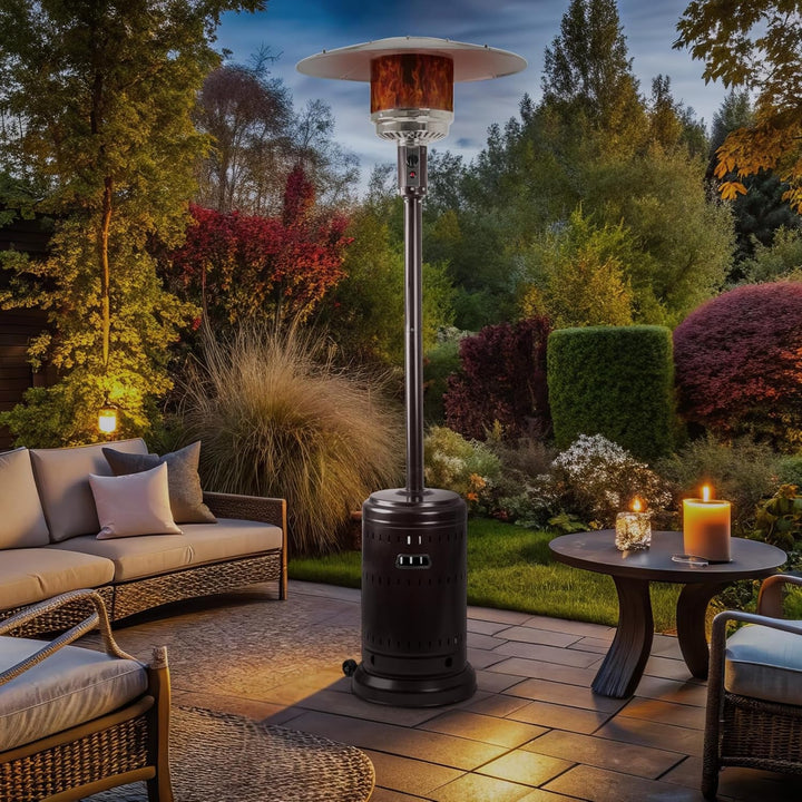 46000 BTU Commercial Outdoor Propane Patio Heater with Wheels, Havana Bronze Finish
