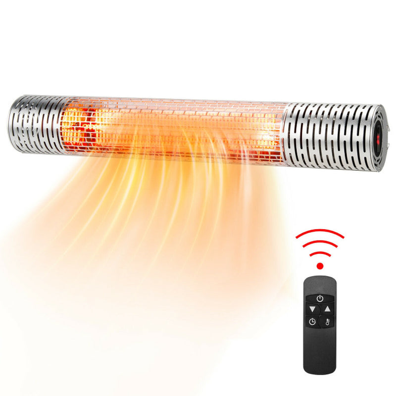 1500W Far Infrared Wall-Mounted Electric Heater, Silver Finish, Indoor Outdoor